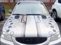 Решетка радиатора Hyundai Accent (полоски) Черный лак